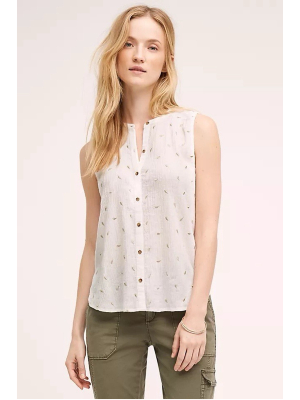 Anthropologie Vanessa Virginia Antalya Button Down Sleeveless Tank Boho